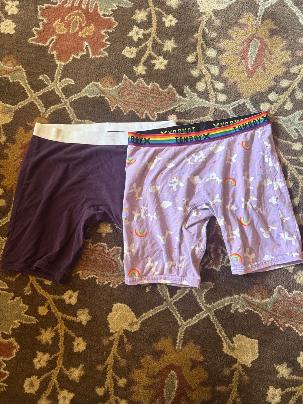 TomboyX Plum & Lavender Unicorn Boxer Briefs - Rainbow Waistband